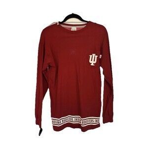 VS PINK 5th & Ocean Red & White IU Indiana Hoosier Long Sleeve Shirt Top XS